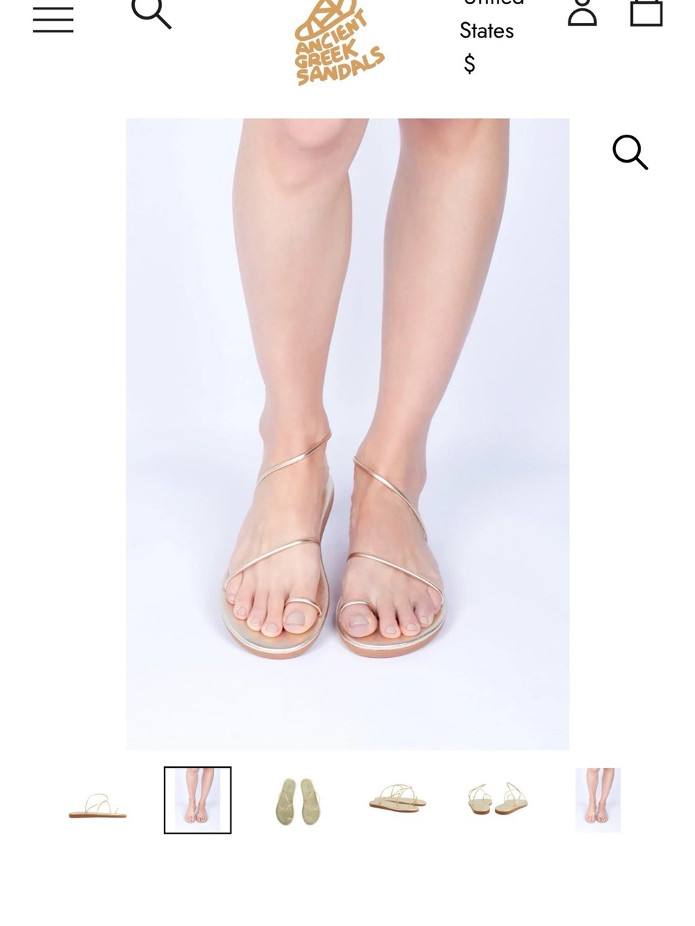 Ancient Greek Sandals Metallic Gold Twisted-Strap Flat Sandals